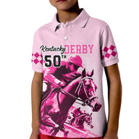 Personalised Kentucky Horse Racing Kid Polo Shirt 150th Anniversary Sporting Art Pink Version - Wonder Print Shop