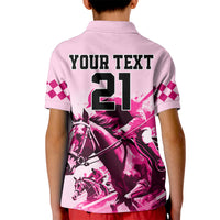 Personalised Kentucky Horse Racing Kid Polo Shirt 150th Anniversary Sporting Art Pink Version - Wonder Print Shop