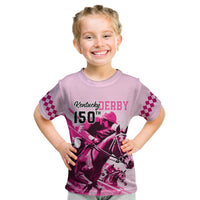 Personalised Kentucky Horse Racing Kid T Shirt 150th Anniversary Sporting Art Pink Version - Wonder Print Shop