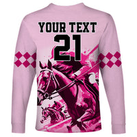 Personalised Kentucky Horse Racing Long Sleeve Shirt 150th Anniversary Sporting Art Pink Version - Wonder Print Shop