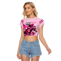 Personalised Kentucky Horse Racing Raglan Cropped T Shirt 150th Anniversary Sporting Art Pink Version - Wonder Print Shop