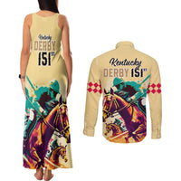 Kentucky Horse Racing Couples Matching Tank Maxi Dress and Long Sleeve Button Shirts 151st Anniversary Sporting Art Gold Version LT9