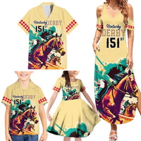 Kentucky Horse Racing Family Matching Summer Maxi Dress and Hawaiian Shirt 151st Anniversary Sporting Art Gold Version LT9