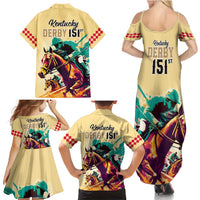 Kentucky Horse Racing Family Matching Summer Maxi Dress and Hawaiian Shirt 151st Anniversary Sporting Art Gold Version LT9