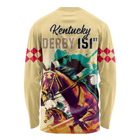 Kentucky Horse Racing Long Sleeve Shirt 151st Anniversary Sporting Art Gold Version LT9