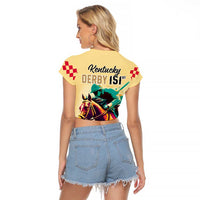 Kentucky Horse Racing Raglan Cropped T Shirt 151st Anniversary Sporting Art Gold Version LT9