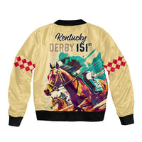 Kentucky Horse Racing Sleeve Zip Bomber Jacket 151st Anniversary Sporting Art Gold Version LT9