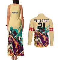 Personalised Kentucky Horse Racing Couples Matching Tank Maxi Dress and Long Sleeve Button Shirts 151st Anniversary Sporting Art Gold Version LT9