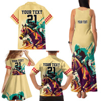 Personalised Kentucky Horse Racing Family Matching Tank Maxi Dress and Hawaiian Shirt 151st Anniversary Sporting Art Gold Version LT9