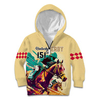 Personalised Kentucky Horse Racing Kid Hoodie 151st Anniversary Sporting Art Gold Version LT9