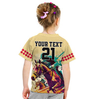 Personalised Kentucky Horse Racing Kid T Shirt 151st Anniversary Sporting Art Gold Version LT9