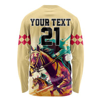 Personalised Kentucky Horse Racing Long Sleeve Shirt 151st Anniversary Sporting Art Gold Version LT9