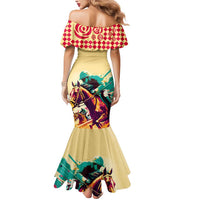 Personalised Kentucky Horse Racing Mermaid Dress 151st Anniversary Sporting Art Gold Version LT9