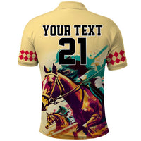Personalised Kentucky Horse Racing Polo Shirt 151st Anniversary Sporting Art Gold Version LT9