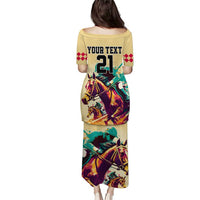 Personalised Kentucky Horse Racing Puletasi 151st Anniversary Sporting Art Gold Version LT9