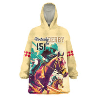 Personalised Kentucky Horse Racing Wearable Blanket Hoodie 151st Anniversary Sporting Art Gold Version LT9