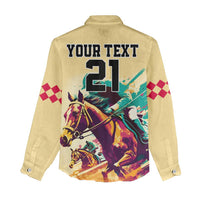 Personalised Kentucky Horse Racing Women Casual Shirt 151st Anniversary Sporting Art Gold Version LT9