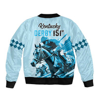 Kentucky Horse Racing Bomber Jacket 151st Anniversary Sporting Art Blue Version LT9