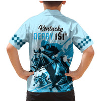 Kentucky Horse Racing Family Matching Mermaid Dress and Hawaiian Shirt 151st Anniversary Sporting Art Blue Version LT9