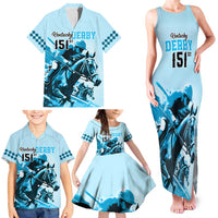 Kentucky Horse Racing Family Matching Tank Maxi Dress and Hawaiian Shirt 151st Anniversary Sporting Art Blue Version LT9