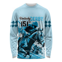 Kentucky Horse Racing Long Sleeve Shirt 151st Anniversary Sporting Art Blue Version LT9