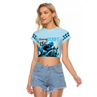 Kentucky Horse Racing Raglan Cropped T Shirt 151st Anniversary Sporting Art Blue Version LT9