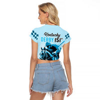 Kentucky Horse Racing Raglan Cropped T Shirt 151st Anniversary Sporting Art Blue Version LT9