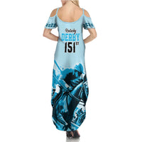 Kentucky Horse Racing Summer Maxi Dress 151st Anniversary Sporting Art Blue Version LT9