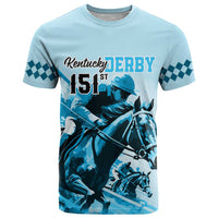 Kentucky Horse Racing T Shirt 151st Anniversary Sporting Art Blue Version LT9
