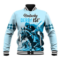Personalised Kentucky Horse Racing Baseball Jacket 151st Anniversary Sporting Art Blue Version LT9