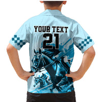 Personalised Kentucky Horse Racing Family Matching Mermaid Dress and Hawaiian Shirt 151st Anniversary Sporting Art Blue Version LT9