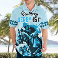Personalised Kentucky Horse Racing Hawaiian Shirt 151st Anniversary Sporting Art Blue Version LT9