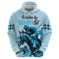 Personalised Kentucky Horse Racing Hoodie 151st Anniversary Sporting Art Blue Version LT9