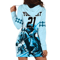 Personalised Kentucky Horse Racing Hoodie Dress 151st Anniversary Sporting Art Blue Version LT9
