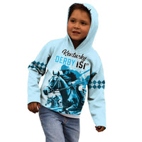Personalised Kentucky Horse Racing Kid Hoodie 151st Anniversary Sporting Art Blue Version LT9