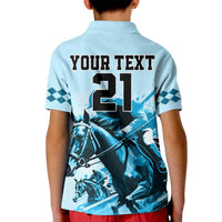 Personalised Kentucky Horse Racing Kid Polo Shirt 151st Anniversary Sporting Art Blue Version LT9