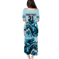 Personalised Kentucky Horse Racing Puletasi 151st Anniversary Sporting Art Blue Version LT9