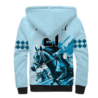 Personalised Kentucky Horse Racing Sherpa Hoodie 151st Anniversary Sporting Art Blue Version LT9