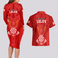 Georgia Rugby Couples Matching Long Sleeve Bodycon Dress and Hawaiian Shirt World Cup 2023 Come On Lelos LT9 - Wonder Print Shop