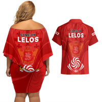 Georgia Rugby Couples Matching Off Shoulder Short Dress and Hawaiian Shirt World Cup 2023 Come On Lelos LT9 - Wonder Print Shop