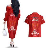 Georgia Rugby Couples Matching Off The Shoulder Long Sleeve Dress and Hawaiian Shirt World Cup 2023 Come On Lelos LT9 - Wonder Print Shop