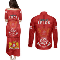 Georgia Rugby Couples Matching Puletasi Dress and Long Sleeve Button Shirts World Cup 2023 Come On Lelos LT9 - Wonder Print Shop