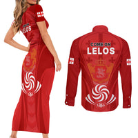 Georgia Rugby Couples Matching Short Sleeve Bodycon Dress and Long Sleeve Button Shirts World Cup 2023 Come On Lelos LT9 - Wonder Print Shop