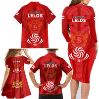Georgia Rugby Family Matching Long Sleeve Bodycon Dress and Hawaiian Shirt World Cup 2023 Come On Lelos LT9 - Wonder Print Shop