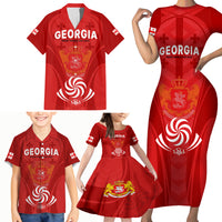 Georgia Rugby Family Matching Short Sleeve Bodycon Dress and Hawaiian Shirt World Cup 2023 Come On Lelos - Wonder Print Shop