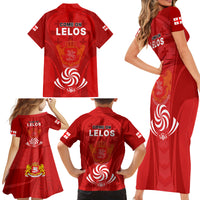 Georgia Rugby Family Matching Short Sleeve Bodycon Dress and Hawaiian Shirt World Cup 2023 Come On Lelos - Wonder Print Shop