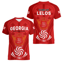 Georgia Rugby Women V Neck T Shirt World Cup 2023 Come On Lelos - Wonder Print Shop