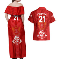 Custom Georgia Rugby Couples Matching Off Shoulder Maxi Dress and Hawaiian Shirt World Cup 2023 Come On Lelos LT9 - Wonder Print Shop