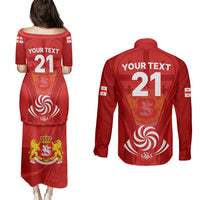Custom Georgia Rugby Couples Matching Puletasi Dress and Long Sleeve Button Shirts World Cup 2023 Come On Lelos LT9 - Wonder Print Shop
