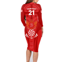 Custom Georgia Rugby Family Matching Long Sleeve Bodycon Dress and Hawaiian Shirt World Cup 2023 Come On Lelos LT9 - Wonder Print Shop